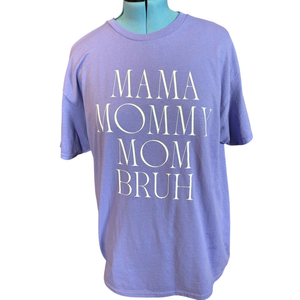 Mighty Fine Mama Mommy Mom Bruh Graphic T-Shirt Purple Large Mens Womens Tee
